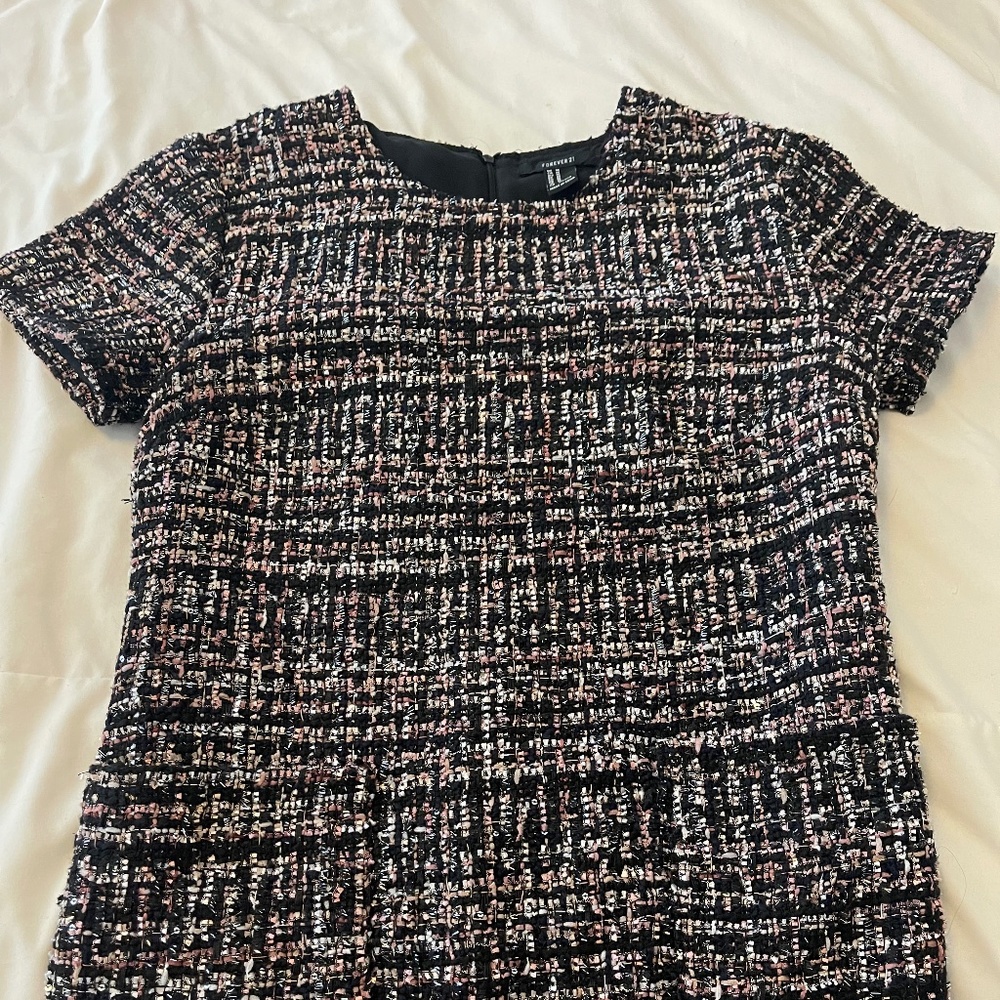 Chanel pattern knock-off boxy mini dress